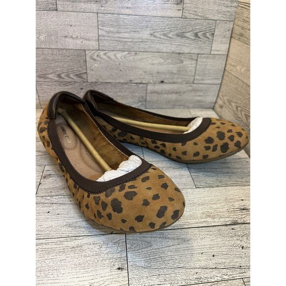 Lands' End Shoes - Lands End Womens NEW sz 9D Comfort Elastic Band Ballet Flat Shoes Leopard Print